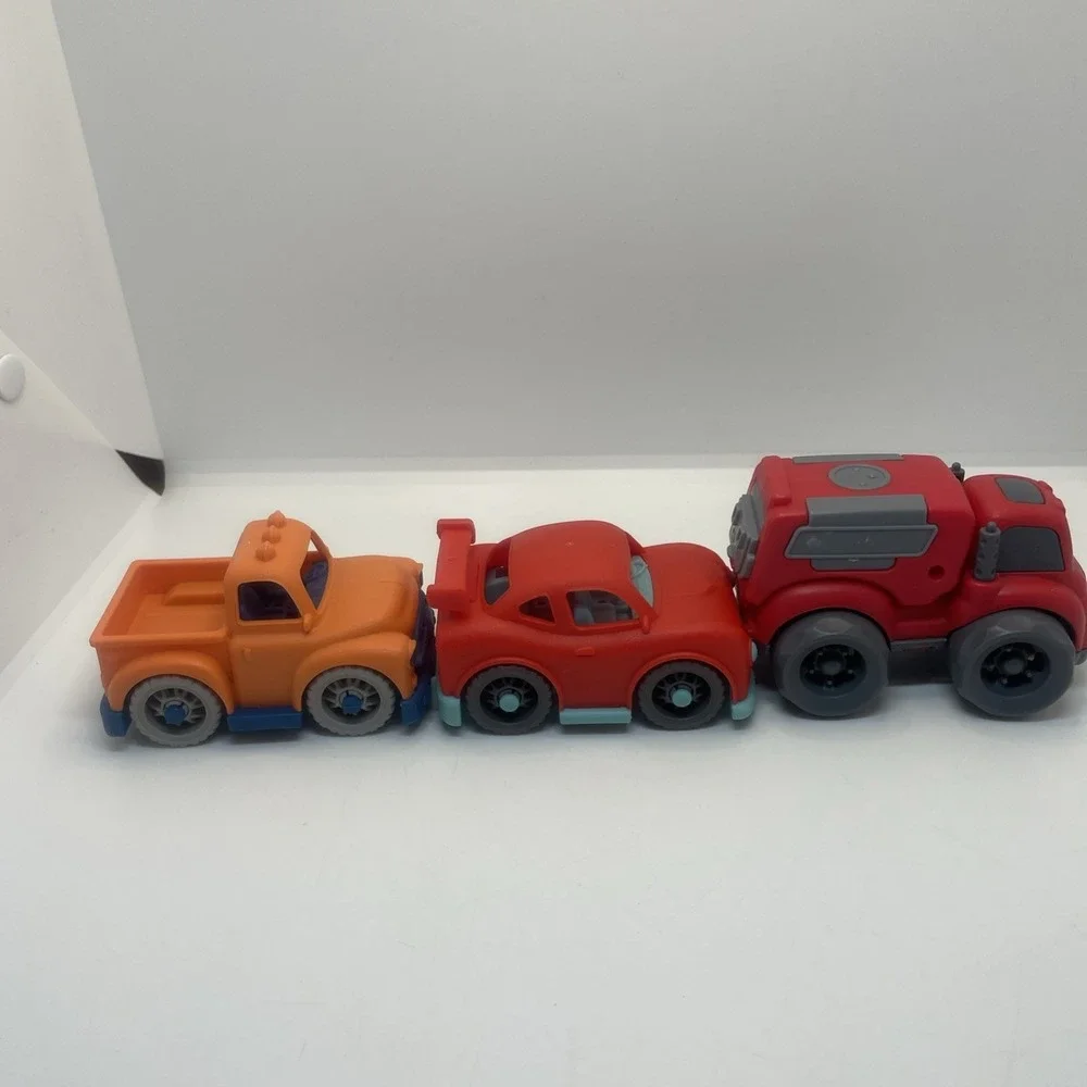 B Toys 2 Wonder Wheels One Red‎ Car and Orange Truck and One Plan Truck